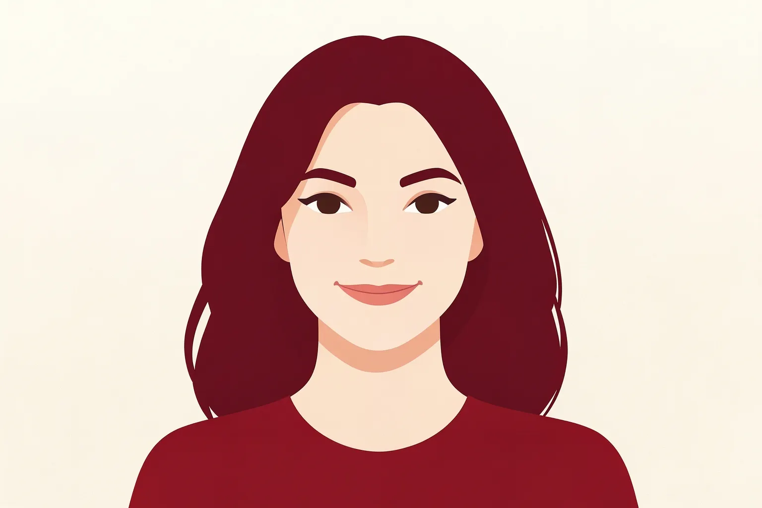 Mulher sorrindo com rosto harmonizado, com leve maquiagem e cabelos soltos.